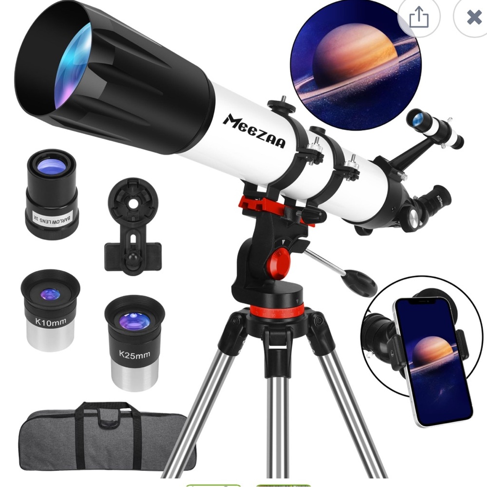 Black and White Telescope with Tripod